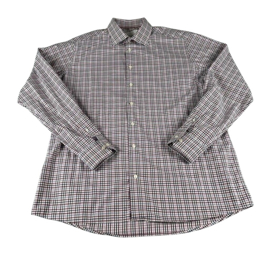 Eton Shirt Mens XXL 18 46 Multi Color Plaid Cotton Contemporary Fit Long Sleeve